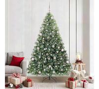 Artificial Christmas Tree Green 210cm PE & PVC with 300 Warm White LEDs 8 Modes USB Port Indoor Outdoor Festive Christmas Decoration