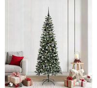 Artificial Christmas Tree Green 210cm with 300 Warm White LEDs Heavy Duty Stand PVC Steel Construction Indoor Outdoor Festive Decoration
