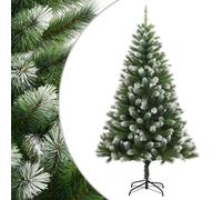 Artificial Christmas Tree Green/White 150cm Hinged Flocked Snow PVC Metal Stand