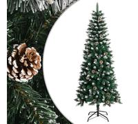 Artificial Christmas Tree Green & White 180cm PVC Hinged Snowy Glitter & Stand.