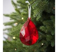Artificial Christmas Tree Ornament Plastic Water Drop Ball with Hanging Attachment for Festive Environment (Red)