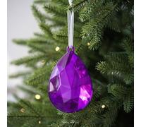 Artificial Christmas Tree Ornament Plastic Water Drop Ball with Hanging Attachment for Festive Environment (Purple)