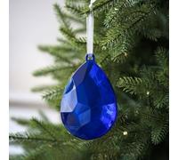 Artificial Christmas Tree Ornament Plastic Water Drop Ball with Hanging Attachment for Festive Environment (Blue)