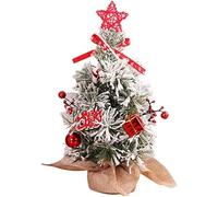 Artificial Christmas Tree Pine Tree Table Decoration Artificial TabletopPine in Burlap Base Bedroom Desk Ornament Red 3
