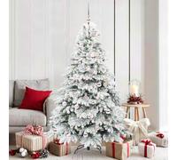 Artificial Christmas Tree, Pre-Lit White 180 cm PE/PVC with 300 Warm White LEDs, USB Powered, Durable for Indoor/Outdoor Holiday Decor, 6ft Elegant Seasonal Display