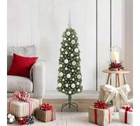 Artificial Christmas Tree, Pre-Lit with 150 Warm White LED Lights, 120 cm Green Modern Cone-Shaped Design, Durable PVC & Steel, USB Powered for Indoor & Sheltered Outdoor Use, with Stand