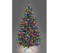 10ft/3m Pre-Lit Artificial Christmas Tree Alaskan Pine Black 1800 Tips - 420 Multicolour LEDs Metal Stand Xmas Home Decorations