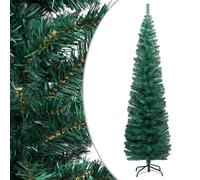 Artificial Christmas Tree Slim Green 180x48cm PVC Metal Pencil Tree Stand Indoor
