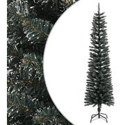 Artificial Christmas Tree Slim Green/White 180cm PVC Steel Snowy 286 Tips Ideal