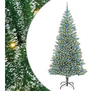 Artificial Christmas Tree Snowed with LED Light 210 cm, Durable Made of PET and Metal, Includes Warm White LED Fairy Lights, Ideal for Living Room, Patio