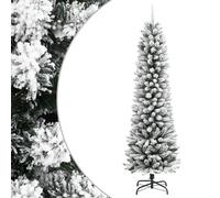 Artificial Christmas Tree White/Green 210cm Slim Flocked PVC PE Steel Stand Cozy