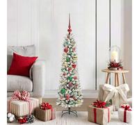 Artificial Christmas Tree with 150 Warm White LEDs, 120 cm Tall, White PVC & Metal, Cone-Shaped Design, for Indoor & Sheltered Outdoor Use, Includes Stand & Ornaments