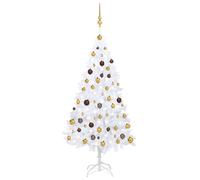 vidaXL Artificial Christmas Tree 150 LEDs, Silver Balls, Stand, 150 cm Green