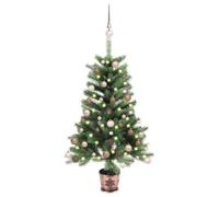 Artificial Christmas Tree with Lighting, 65 cm, Green PE Branches, Includes Balls and Lace, Energy-Saving LED, Stable Base for Holiday Decoration