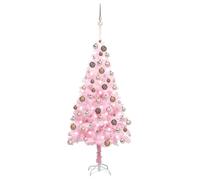 Artificial Christmas Tree with Lighting & Baubles Pink 180 cm, PVC & Steel, 93 cm Diameter, 564 Tips, 150 s, USB Port, for Indoor Home Winter Decoration