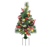 Artificial Christmas Tree with Lights | Outdoor Decoration with Berries and Pine Cones | Garden Stake Lights in the Shape of Christmas Tree - for Garden Porch Entrance Driveway Patio
