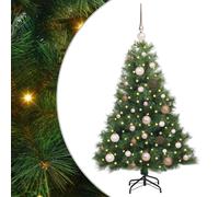 vidaXL Artificial Christmas Tree with 150 LEDs, Rose Gold Balls Green 150 x 94 cm PE and PVC, Green