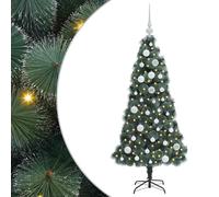 vidaXL Artificial Pre-lit Christmas Tree with Stand Green 180 cm PET, Green