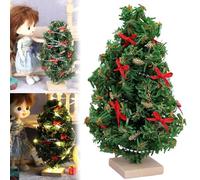 Artificial Christmas Trees,1:12 Scale Dollhouse Mini Christmas Tree,Realistic Doll House Ornaments,Miniature Artificial Christmas Tree with Light for Dollhouse Decoration and Gnome Door Accessories
