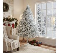 Artificial Christmas Trees, 7 ft Premium Unlit Realistic Xmas Tree with Dense Branches, Classic Spruce Christmas Tree for Xmas Decoration, Winter Holiday Décor White 210cm