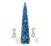 Artificial Christmas Trees, Glitter Faux Tree with LED Colorful Lights, 5Ft Realistic Plants Decoration, Festive and Eye-Catching Design, Perfect for Porch, Indoor, Outdoor, Tabletop, Desktop