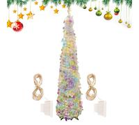Artificial Christmas Trees, Glitter Faux Tree with LED Colorful Lights, 5Ft Realistic Plants Decoration, Festive and Eye-Catching Design, Perfect for Porch, Indoor, Outdoor, Tabletop, Desktop