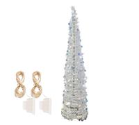 Artificial Christmas Trees, Glitter Faux Tree with LED Colorful Lights, 5Ft Realistic Plants Decoration, Festive and Eye-Catching Design, Perfect for Porch, Indoor, Outdoor, Tabletop, Desktop