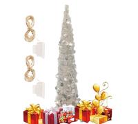 Artificial Christmas Trees, Glitter Faux Tree with LED Colorful Lights, 5Ft Realistic Plants Decoration, Festive and Eye-Catching Design, Perfect for Porch, Indoor, Outdoor, Tabletop, Desktop
