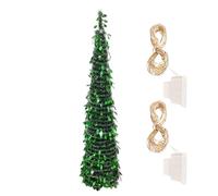 Artificial Christmas Trees, Glitter Faux Tree with LED Colorful Lights, 5Ft Realistic Plants Decoration, Festive and Eye-Catching Design, Perfect for Porch, Indoor, Outdoor, Tabletop, Desktop