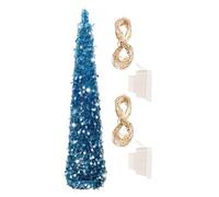 Artificial Christmas Trees, Glitter Faux Tree with LED Lights, 5Ft Realistic Plants Decoration, Porch Indoor Outdoor Display, Tabletop Desktop Accent for Holiday Home and Seasonal Festival Celebration