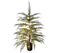 Artificial Christmas Trees with Lights, 90cm Realistic Norfolk Pine Tree with Pot, Faux Christmas Trees for Porch Garden Holiday Home Decorations