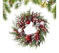 Artificial Christmas Winter Wreath - Christmas Wreath, Balls Pine Cone Bow Holiday Ornament, Artificial Wreaths | for Entrance, Porch, Outdoor, Wall, Window, Coat, Fireplace