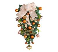 Artificial Christmas Wreath Christmas Candy Cane Wreath For Front Door 2025 20inch Yellow Teardrop S W A G Candy Cane Stairway De Cor For Decorating Outdoor (Gold, 30x6 5x52cm)