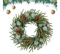 Artificial Christmas Wreath, Decorated with Eucalyptus Red Berries, Christmas Decoration for Indoor and Outdoor Use for Front Doors, Mantles and Walls