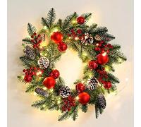 Artificial Christmas Wreaths For Front Door, 16inch Christmas Wreath Outdoor, Xmas Wreath For Windows, Christmas Garland Decor For Wall Fireplaces Living Rooms