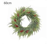 Artificial Christmas Wreaths for Front Door, Large Winter Pine Wreath with Red Berries, Real Touch Door Garland for Wall Window Porch Farmhouse, Indoor Outdoor Decor Wreath