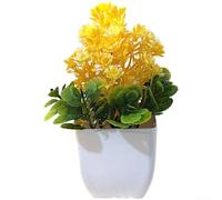 Artificial Chrysanthemum, 13x13x16cm Fake Plant, Lifelike Bonsai Decor, Plastic Design, No Watering Needed, for Home Wedding Office(Yellow)