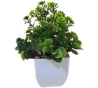Artificial Chrysanthemum, 13x13x16cm Fake Plant, Lifelike Bonsai Decor, Plastic Design, No Watering Needed, for Home Wedding Office(Green)