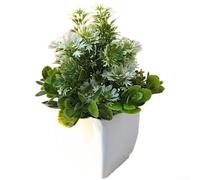 Artificial Chrysanthemum, 13x13x16cm Fake Plant, Lifelike Bonsai Decor, Plastic Design, No Watering Needed, for Home Wedding Office(White)