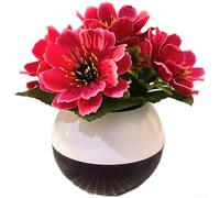 Artificial Chrysanthemum, 16cm Potted Plant, Lifelike Plastic Flower, No Watering Needed, Compact Home Decor for Desk Living Room Bedroom(Red)