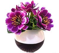 Artificial Chrysanthemum, 16cm Potted Plant, Lifelike Plastic Flower, No Watering Needed, Compact Home Decor for Desk Living Room Bedroom(Purple)