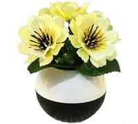 Artificial Chrysanthemum, 16cm Potted Plant, Lifelike Plastic Flower, No Watering Needed, Compact Home Decor for Desk Living Room Bedroom(White)