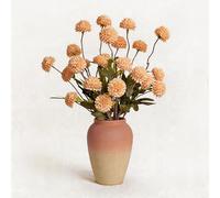 Artificial Chrysanthemum Flower Arrangement in Ceramic Vase, 38cm Tall Faux Pompon Mum Bouquet with 25 Flower Heads, Table Centrepiece for Living Room, Dining Table, Kitchen & Home Décor, Yellow