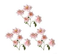 Artificial Chrysanthemum Flowers with Flame Profile Pack of 3 for Coffee Table Styling Bookshelf Layers and Bedroom Nightstand Decor (Pink)
