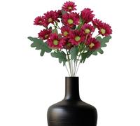 Artificial Chrysanthemums at Sunset - 32cm Autumn Flowers, Leaves and Chrysanthemums | UV Protection Waterproof Windproof Realistic Fall Leaves with Eucalyptus Trees Garden, Patio,