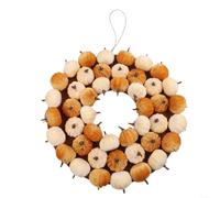 Artificial Cloth Pumpkin Wreath 40cm Orange Autumn Wall Hanging