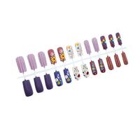 Artificial Coffin Nails Set With Floral Patterns And Stripes Acrylic False Manicure Art For Quick Manicure Full Cover Stick On Nail