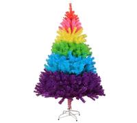 Artificial Colorful Christmas Tree, Classic Rainbow PVC Xmas Pine Tree with Metal Foldable Stand for Holiday Seasonal Decoration(120cm(3.9ft), A)