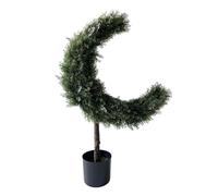 Artificial Crescent Moon Topiary Tree Ramadan Eid Mubarak Decoration Potted Faux Green Plant for Islamic Festival Indoor Home Christmas Decor (98cm/38inch)