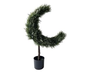 Artificial Crescent Moon Topiary Tree Ramadan Eid Mubarak Decoration Potted Faux Green Plant for Islamic Festival Indoor Home Christmas Decor (98cm/38inch)